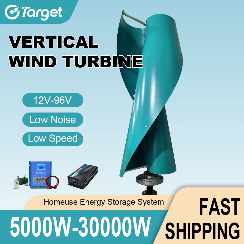 

20KW Vertical Axis Windmill 12v 24v 48v Wind Turbine Permanent Maglev Generator Free Energy With Solar Panels Inverter Battery