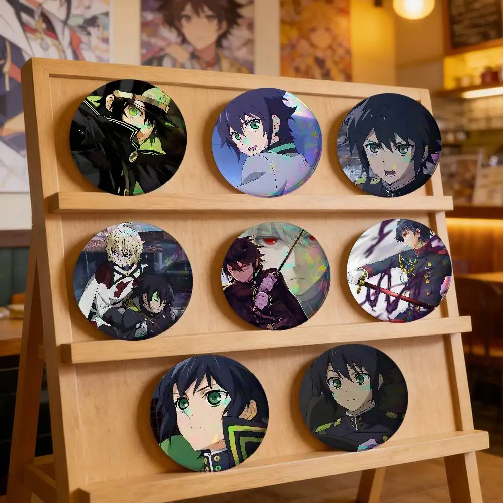 Anime S-Seraph Of The End For Badge Personalized Custom Laser Reflective Badge Hologram Metal Enamel Pin Brooch Souvenir Gift