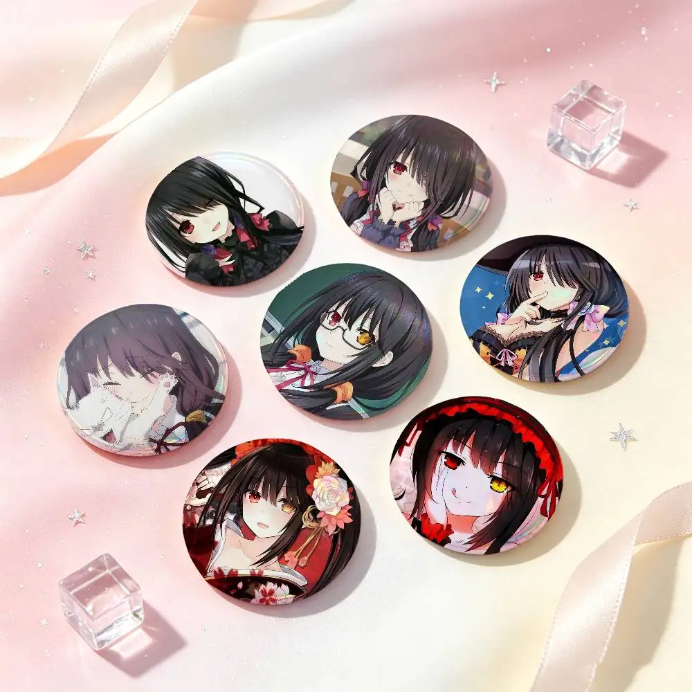 Kurumi Tokisaki Anime Figure Badges 25 32 44 58 75 Mm Round Cosplay Pin Bag Decor Fans Collect Friends Gifts Brooch Souvenir