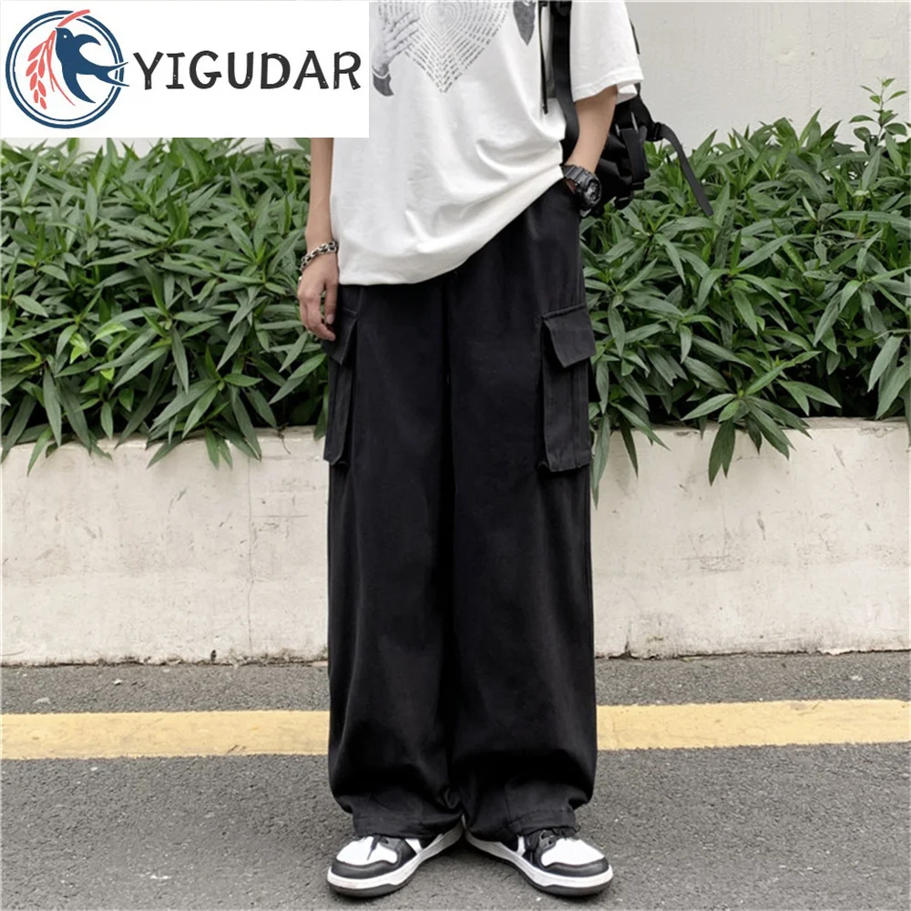 

Multi Pocket Cargo Pants Mens Work Pants Mens Safari Style Casual Wide Leg Pants Men Solid Color Baggy Trousers pantalon y2k