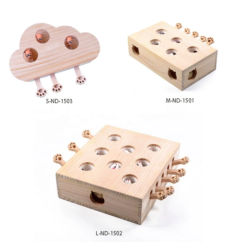 

Creative Interactive Cat Toy Whack a Mole Solid Wood Green Interactive Cat Toys