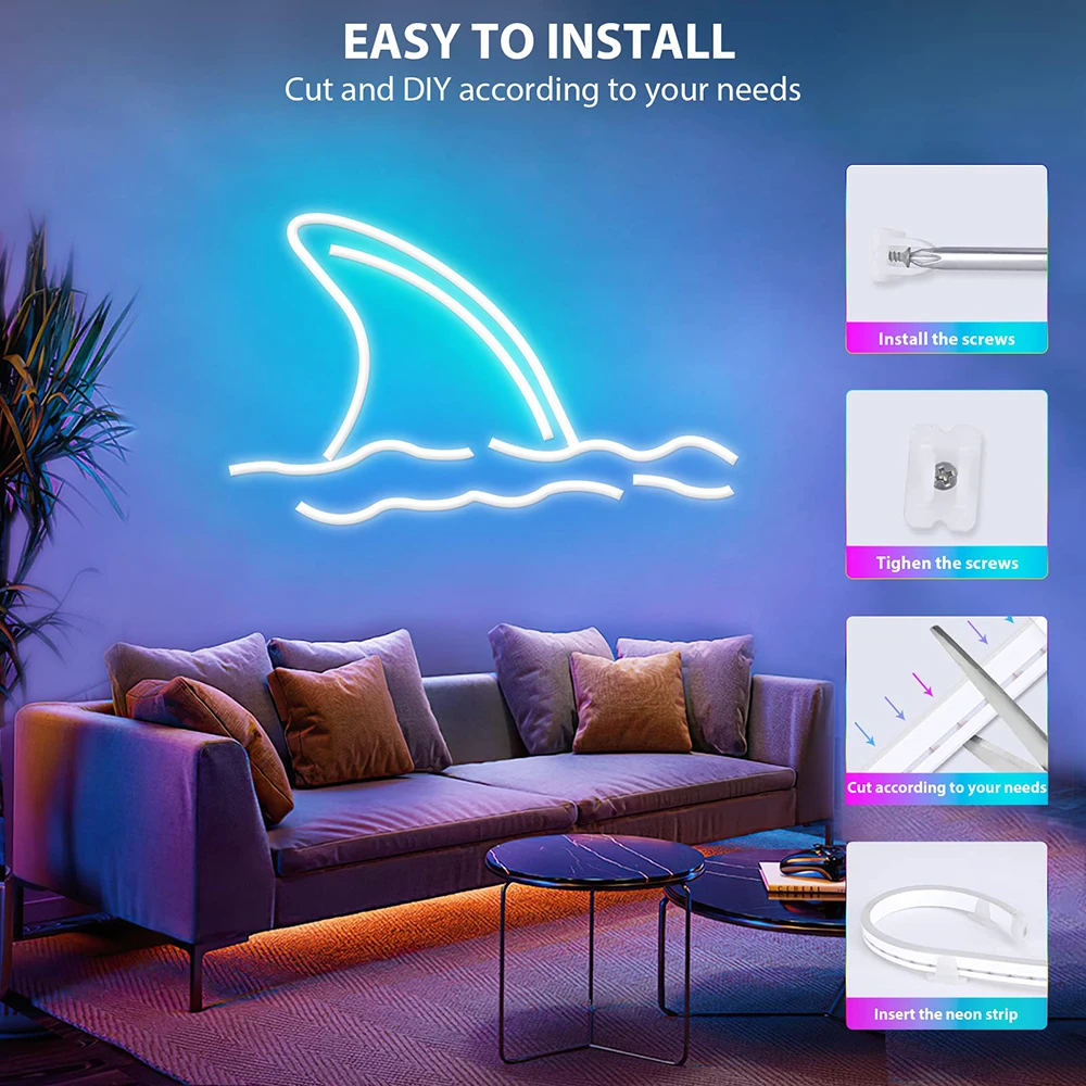 Imagem -05 - Tuya-inteligente Led Neon Light Strip Impermeável Rgb 24v Ip67 Adequado para Decoração da Casa Atmosfera