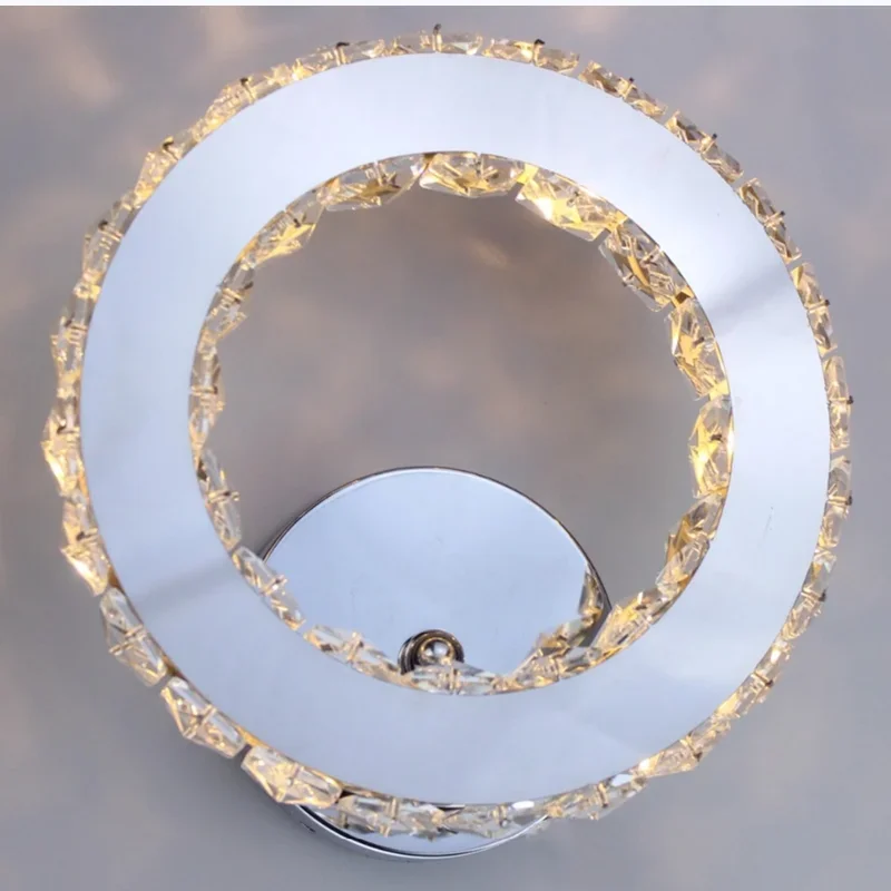 LED wall lamp Ring crystal wall lamp Push Button Wall Light For Living Room Bathroom Bedroom Light Fixture 85-265v night light