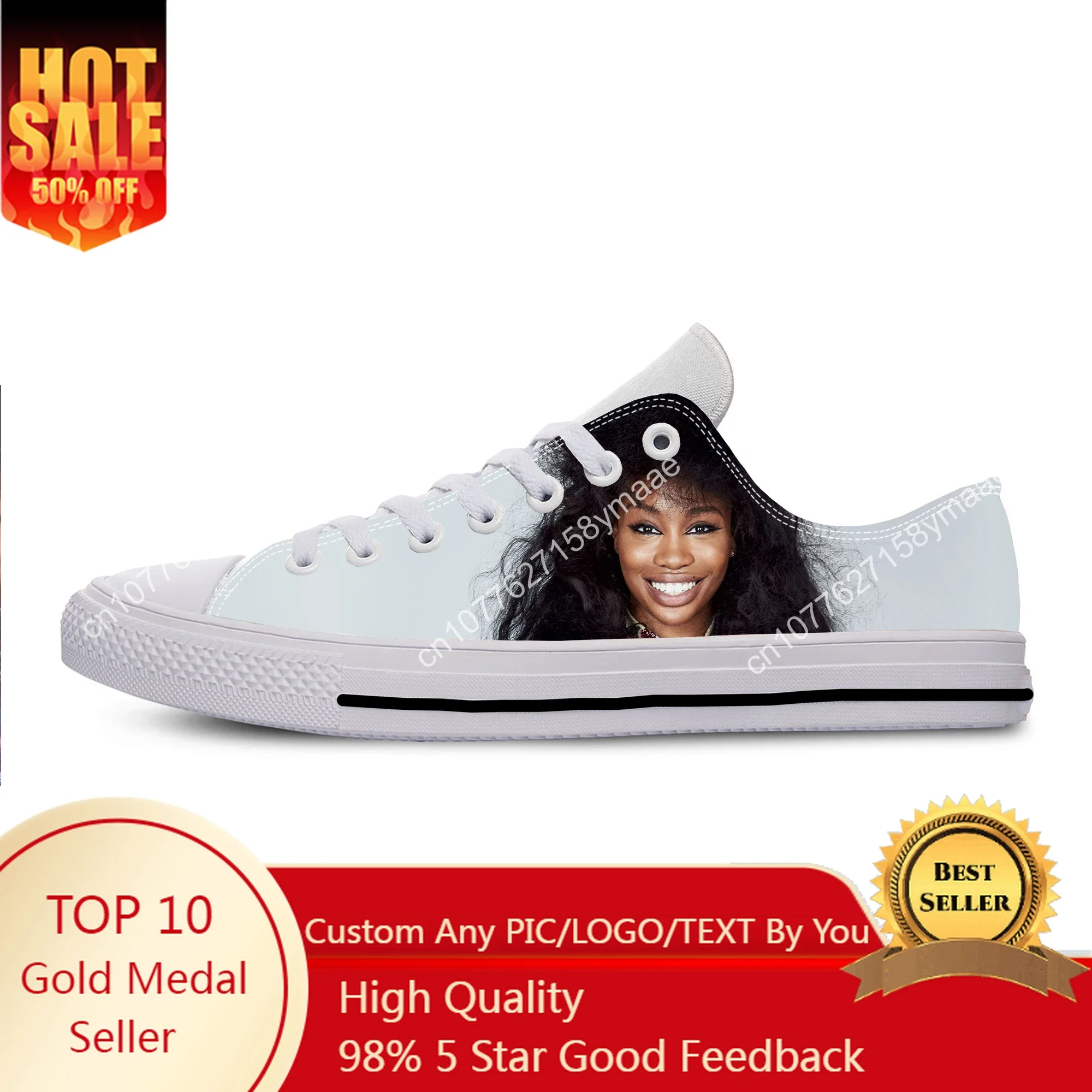 SZA Penyanyi Soul Musik Bruce Ctrl Sepatu Kain Kasual Fashion Lucu Sepatu Kets Pria Wanita Gambar Cetak 3D Ringan Atasan Rendah