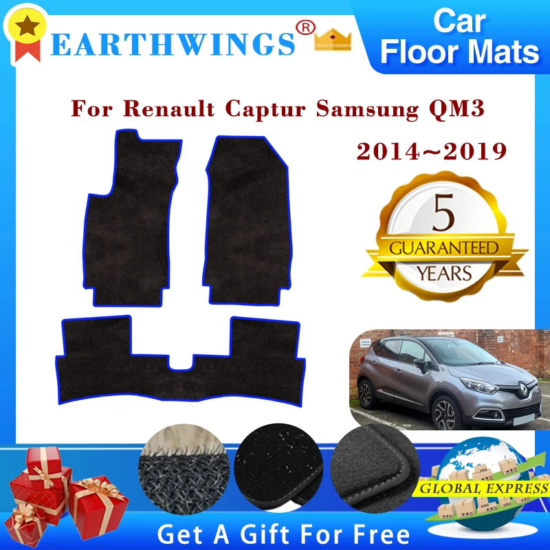 

Car Floor Mats Foot Pad For Renault Captur Samsung QM3 J87 Mk1 2014~2019 2018 Footpads Carpets Panel Rugs Pad Auto Accessories