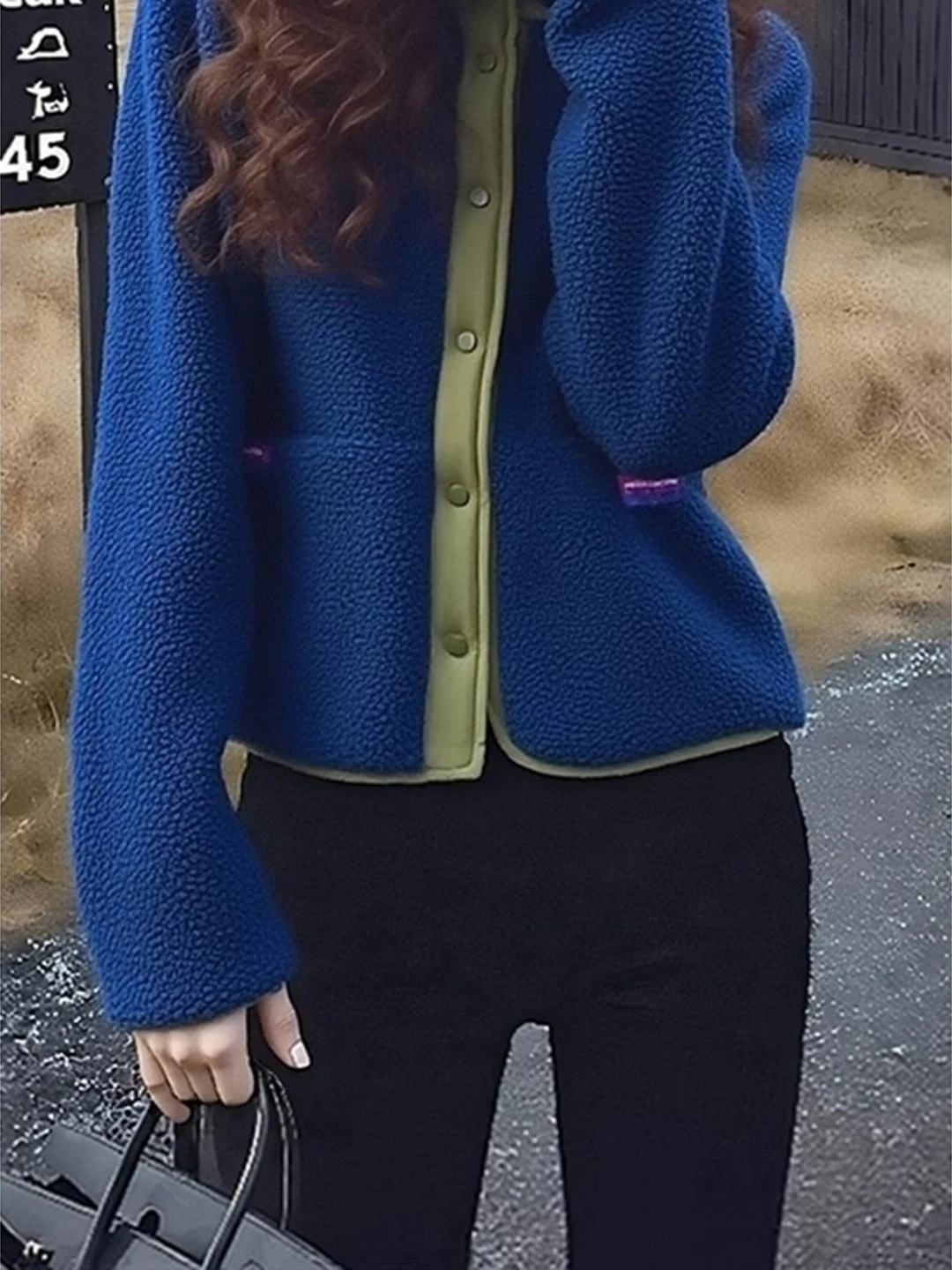   Blauwe lamsbontjas Dames Thi Buitenkleding Winter Faion Small Fraance Sle Unieke high-end sensatiejas