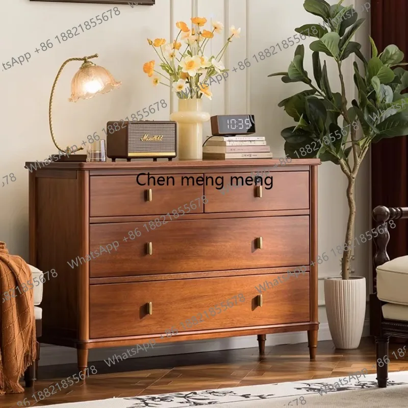 

Medieval four-chest cabinet solid wood bedroom drawer cabinet fingerprint lock log storage locker