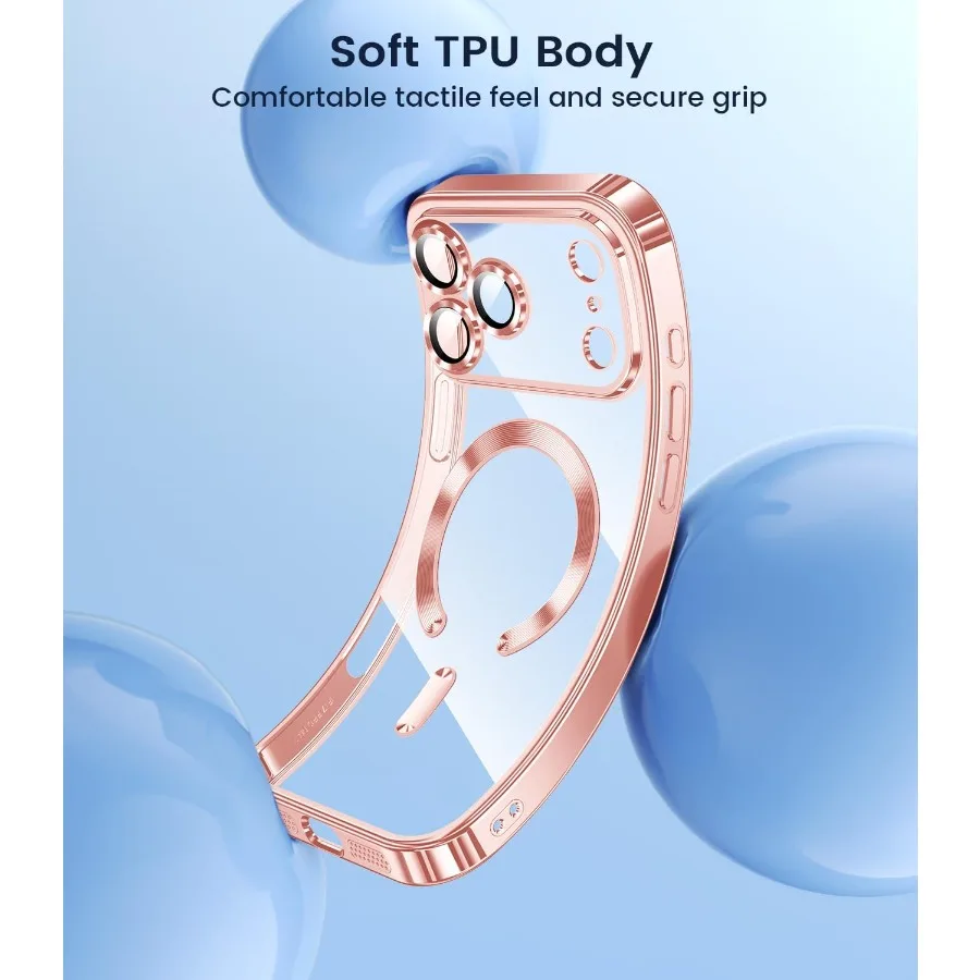 Capa de telefone fina e transparente para iPhone 17 Pro com compatibilidade MagSafe Protetor de lente de câmera embutido Design à prova de choque macio