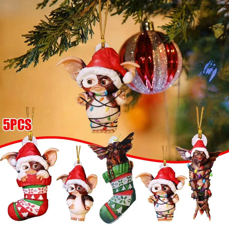 زينة عيد الميلاد ثنائية الأبعاد - تمثال سانتا هات جيزمو/ضوء الجنية، ديكور حفلات قلادة شجرة وهدية للأطفال