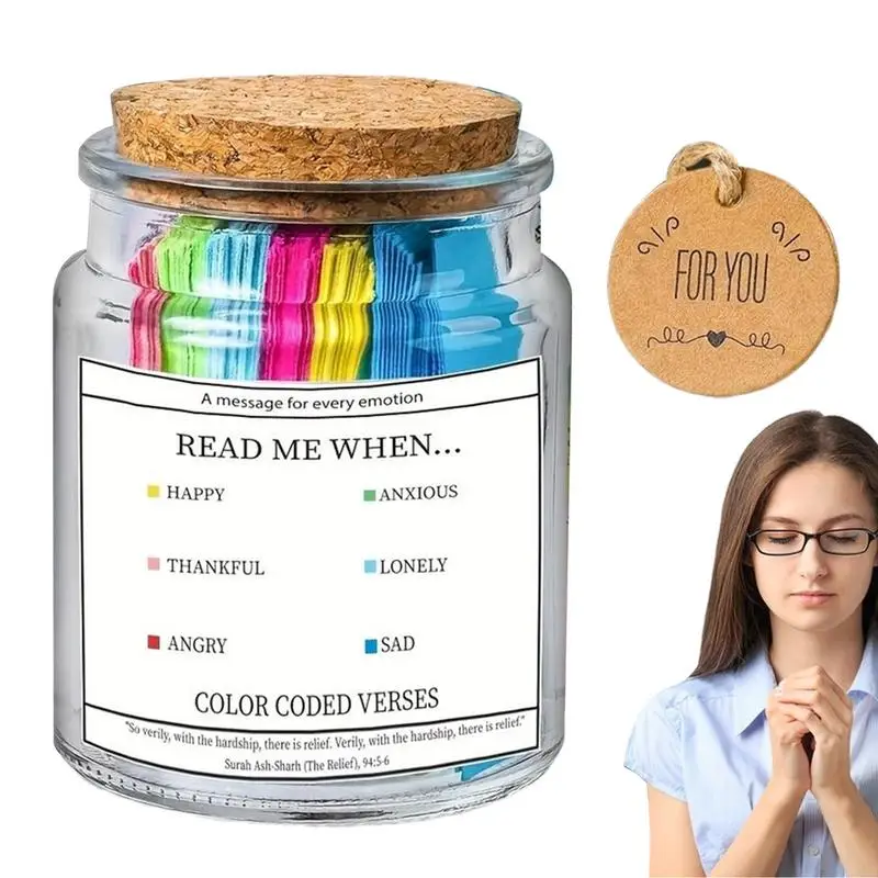 Spiritual Comfort Bible Verse Prayer Jar Christian Scripture Gift Quran Verse Jar Color-Coded Bible Verses for Christmas Easter