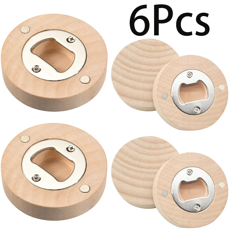 

6Pcs Wooden Magnetic Bottle Opener Wedding Favors and Gifts Wood Fridge Magnet Wedding Souvenir