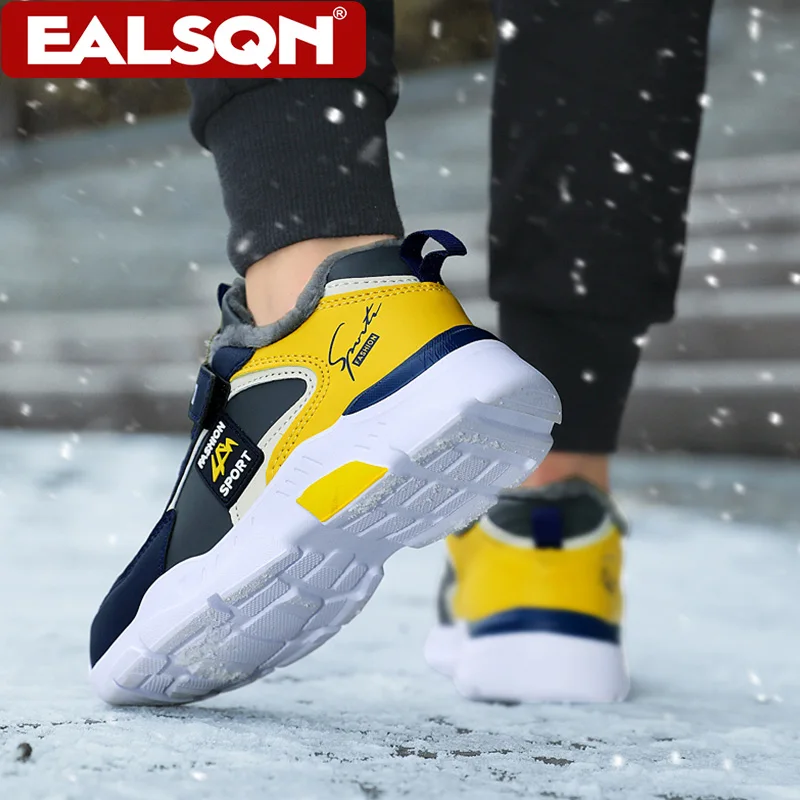 Scarpe casual invernali per bambini Scarpe da ginnastica in cotone caldo per bambini Ragazzi Scarpe da passeggio per la scuola di moda Fodera in peluche