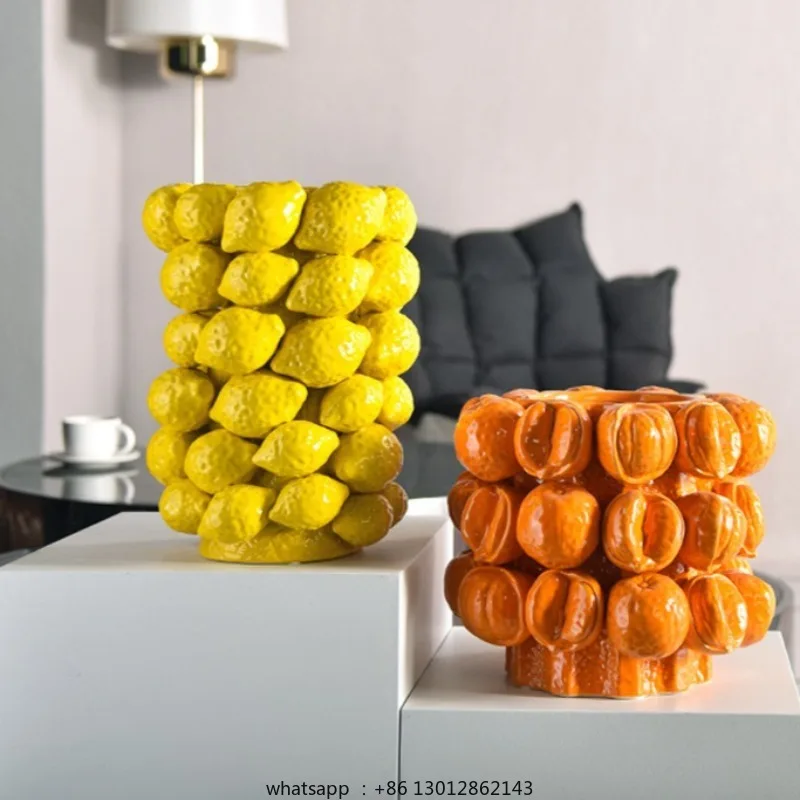 

2026 Ceramic Deep Texture Fruit Vase Modern Creative Realism Restaurant Living Room Vase Fashion Art