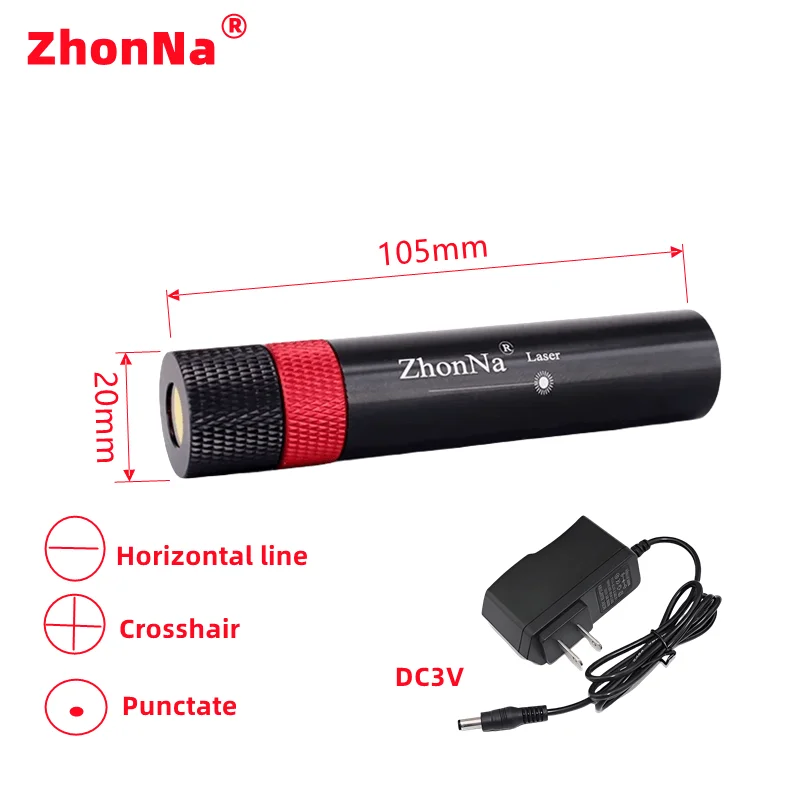 660nm Red Laser Positioning Module for Wood&Stone Cutting, 200mW, Horizontal & Cross Lines, USB-A Charging, DC5521 Cable, 3-5V