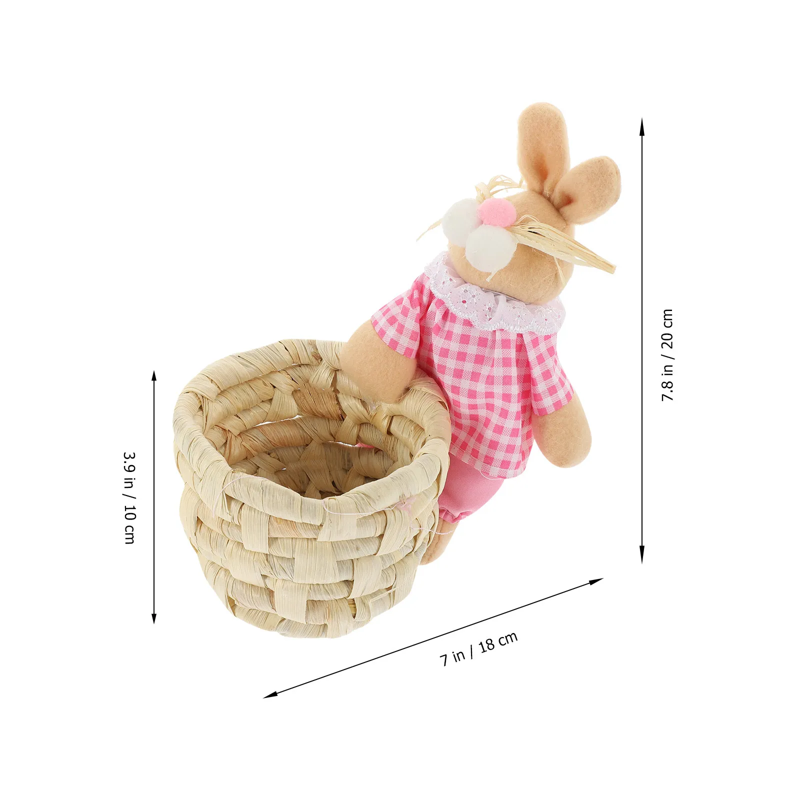 Bunny Storage Basket Handcrafted Woven Corn Husk Shallow Basket Desktop Pen Holder Decorative Organizer for Home Office