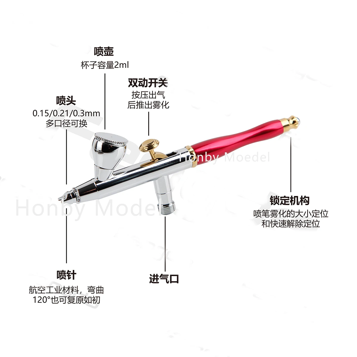 For Advanced Players Airbrush 0.2MM Caliber Low-Pressure High Precision Airbrush Military Assembly Diorama Model Spraying Tools