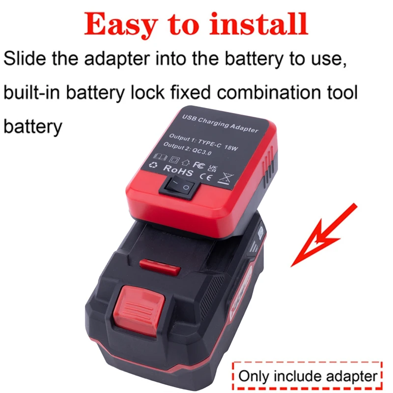 Battery Adapter Power Bank for Lidl Parkside X20V Li-ion Battery with USB/Type-C Dual Fast Charging Interface Mobile Power Bank