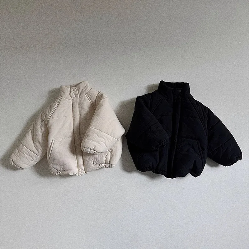 

2025 Winter New Children Warm Coat Solid Boys Girls Cotton-padded Jacket For Kids Long Sleeve Fleece Jacket Baby Warm Clothes