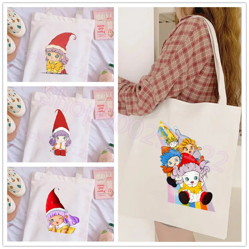Anime Vintage Women's Shopping Bag Memole dolce Memole Tote Shopper Handbag Bolsa Bags Cute Women Tote Casual Cartoon Tote Bags