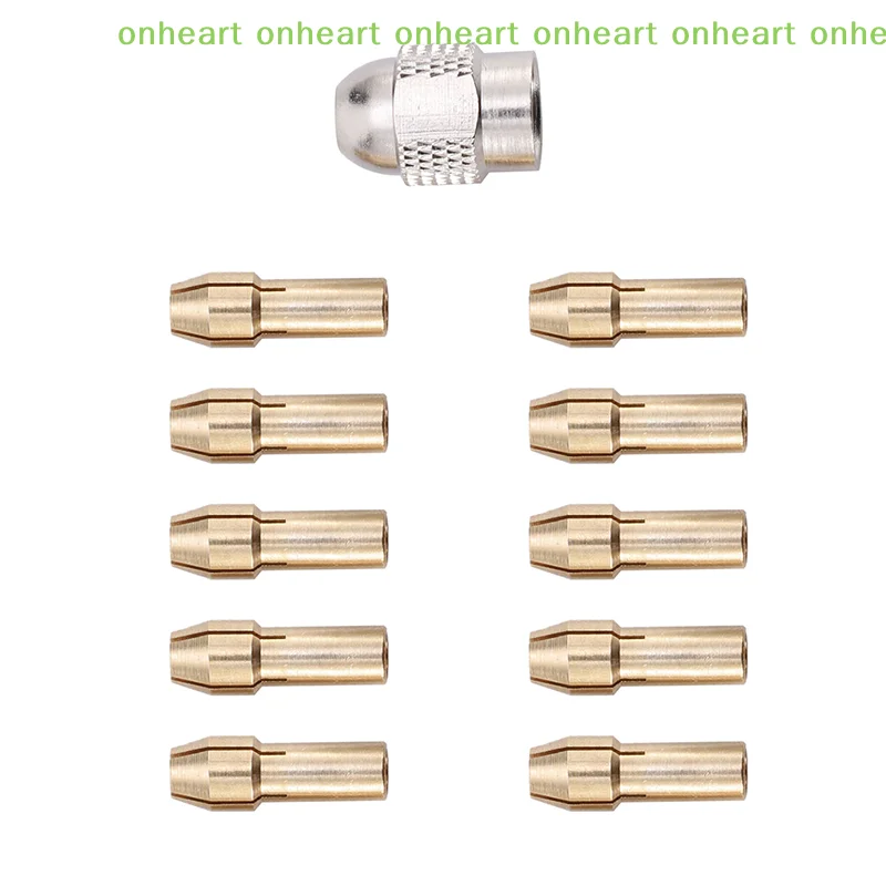 [C]For  Rotary Tool Power Tool Accessory 10/11pcs Mini Drill Collet Chuck 0.5-3.2mm Diameter 4.8mm Shank Brass Chucks