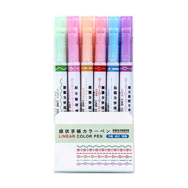 Lace outline pen, curved line pen, fluorescent highlighter, roller marker pen, doodling journal pen image 6