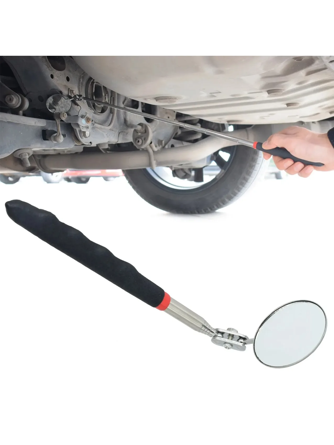 Miroir de visitation pliant télescopique universel d'inspection sous-car noir