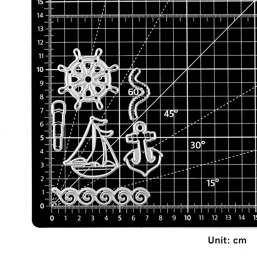 Rudder Anchor Telescope Compass Rope Metal Cutting Die for Scrapbooking DIY Photo Album Card Making Decorative Stencil