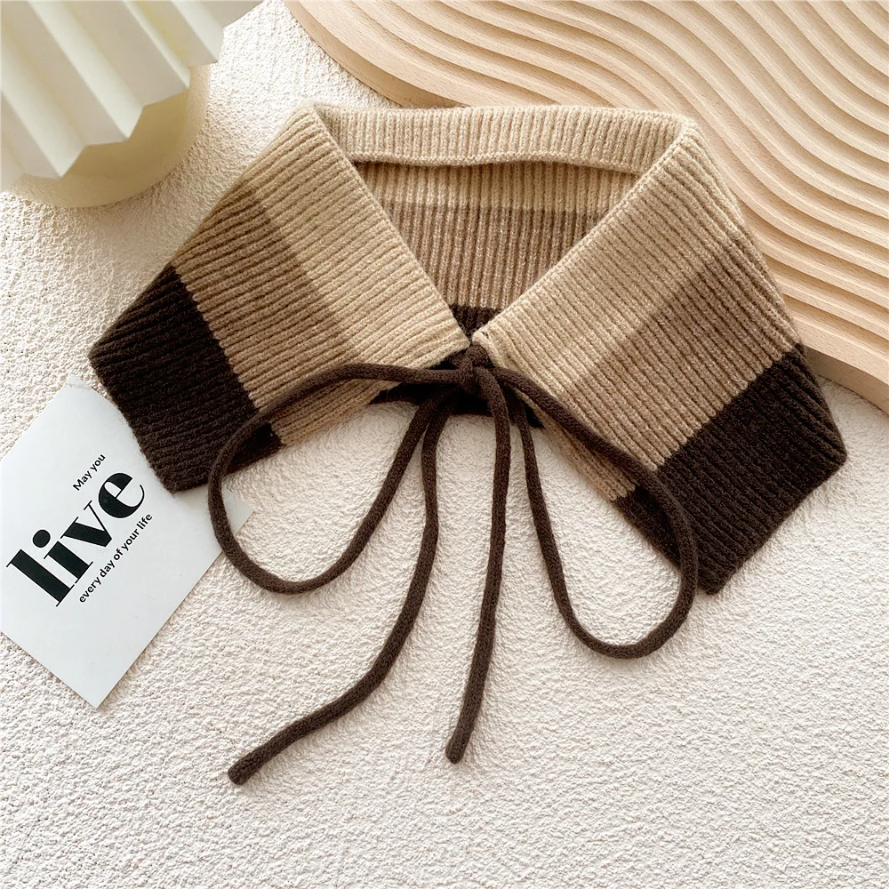 

Весенне-осенний вязаный теплый маленький шило, женский аккор Faion oulder, декоративный искусственный воротник, цветной дизайн