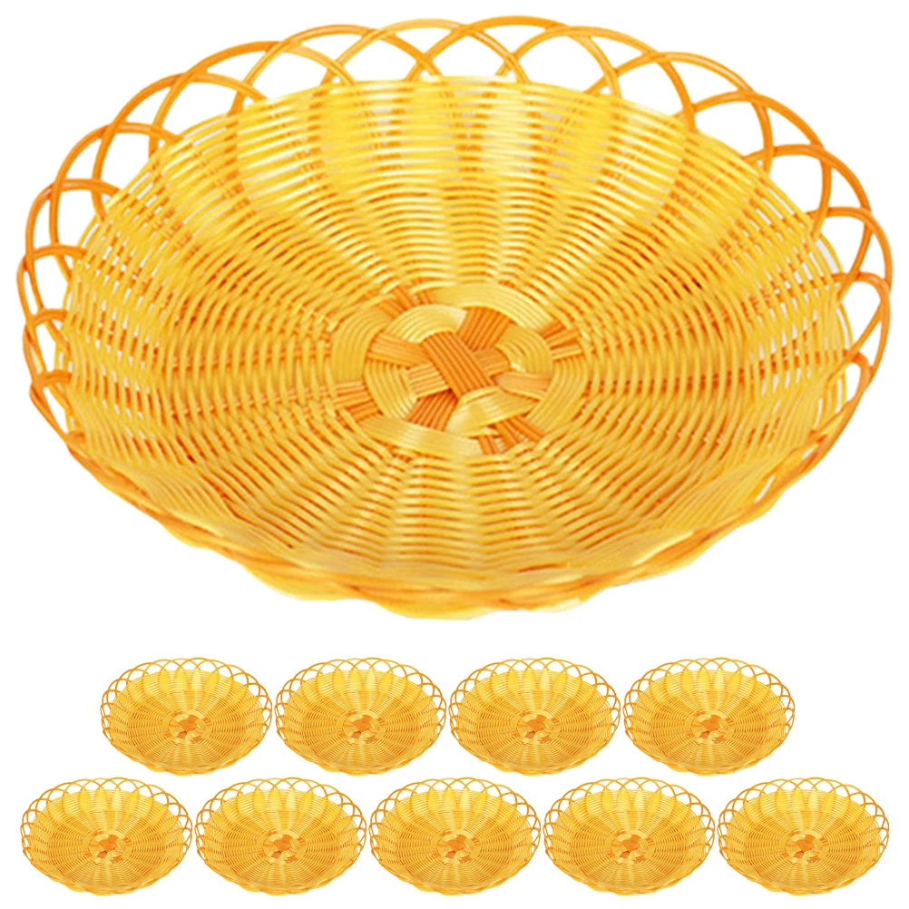

10 Pcs Storage Plastic Fruit Basket Woven Reusable Food Baskets Desktop for Shelves