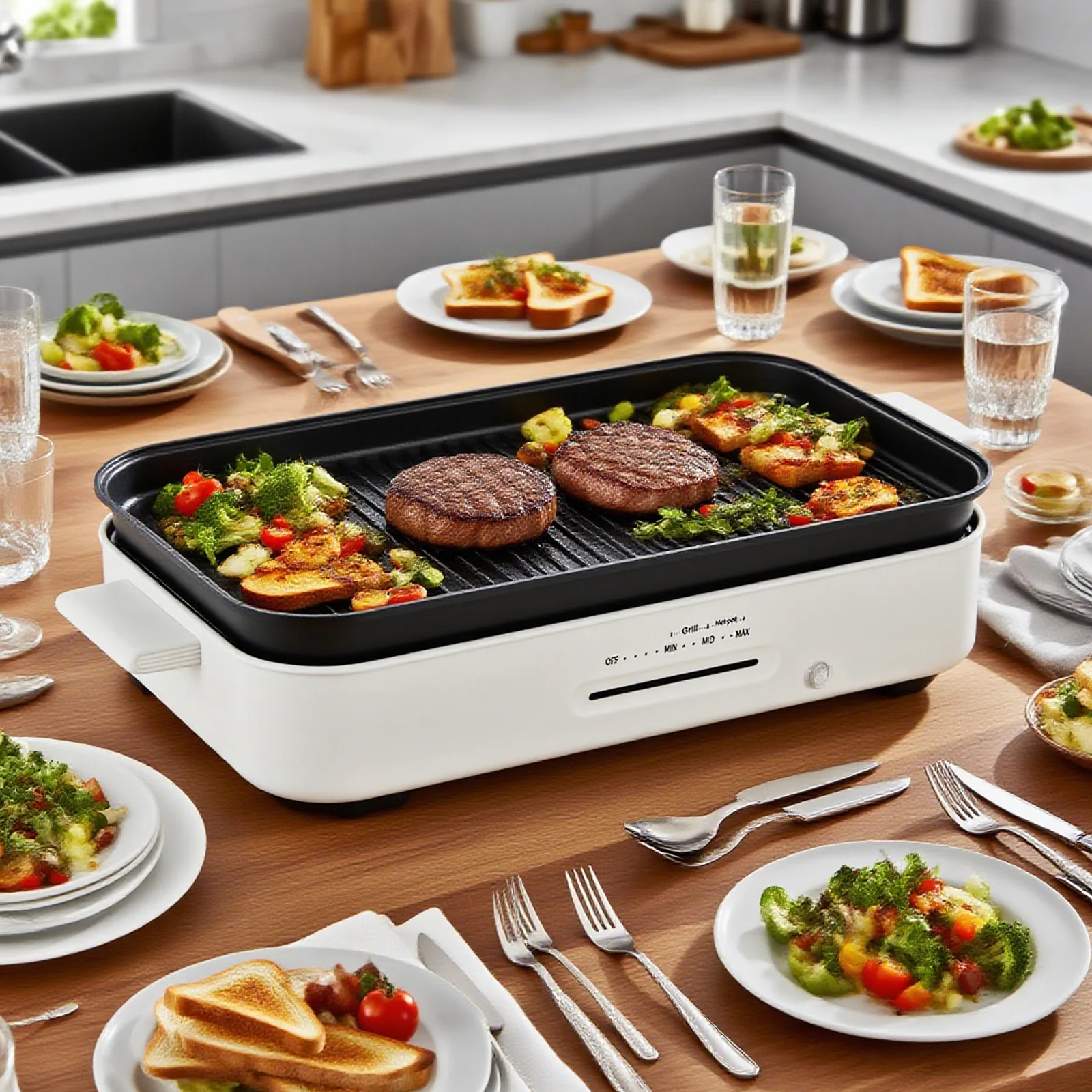 

MLD Multifunctional Electric Grill Cooker 2-in-1 Hot Pot Temperature Control Non-Stick Coating Smokeless Home Use Hotel Use 3L