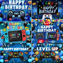 Happy Birthday Party Video Game Level Unlocked For Boys Teenager Door Cover Banner Customized Background Photography Props