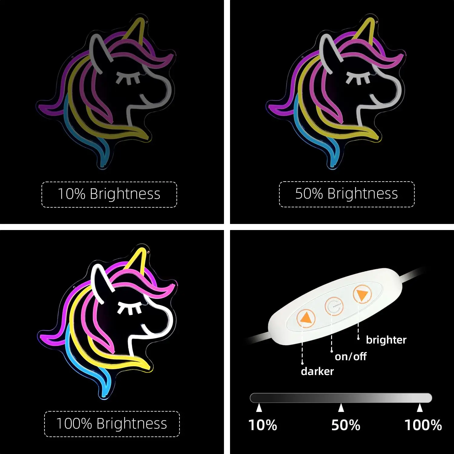 Unicorn Neon Sign LED USB Dimmable Wall Light for Nursery, Playroom, Bedroom & Party Decor