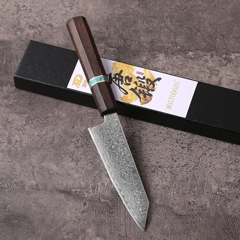 

MOSTODOZO 5" Utility Knife Damascus Steel Professional Chef Knives Kitchen Japanese Hand Forged Vegetable Fruit Peeler Universal