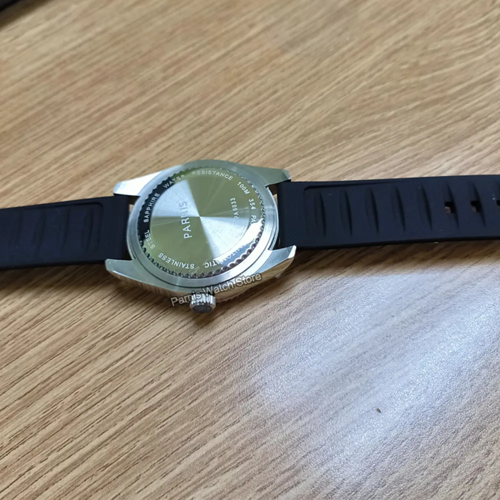 Parnis 43mm cobra signo do zodíaco desenho personalizado mostrador Miyota 8215 relógio de pulso masculino automático