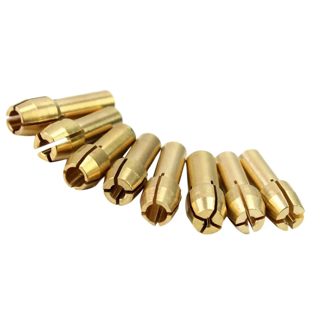 

8pcs Brass Collets 17mm Length 1mm 1.6mm 2.3mm 3.2mm Clamping Diameter for Rotary Tools Pin Vises Hobby Home Use Electric