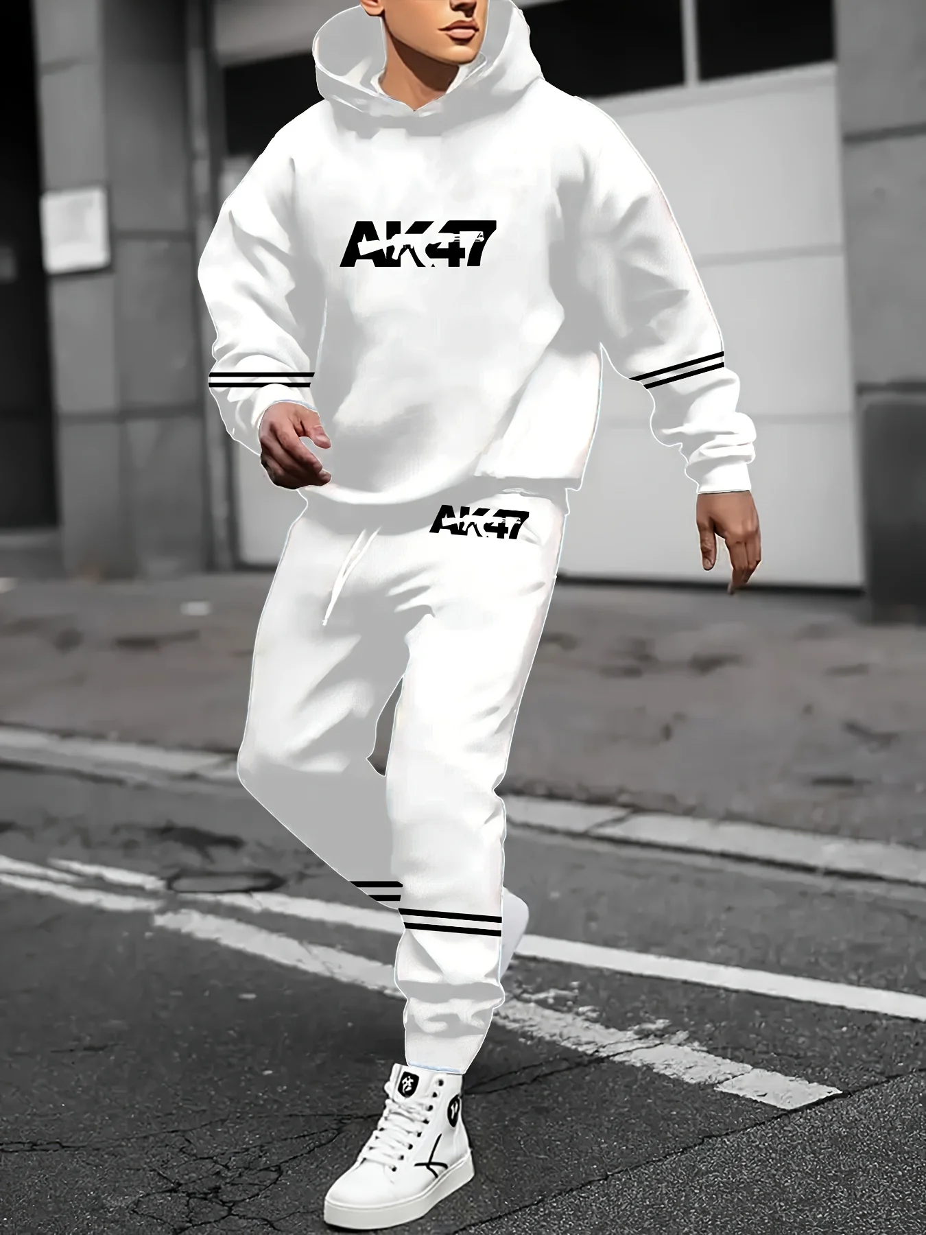 

Осенне-зимний костюм с длинными рукавами, мужской спортивный костюм AK47, мужской костюм с длинными рукавами с принтом, быстросохнущий и дышащий