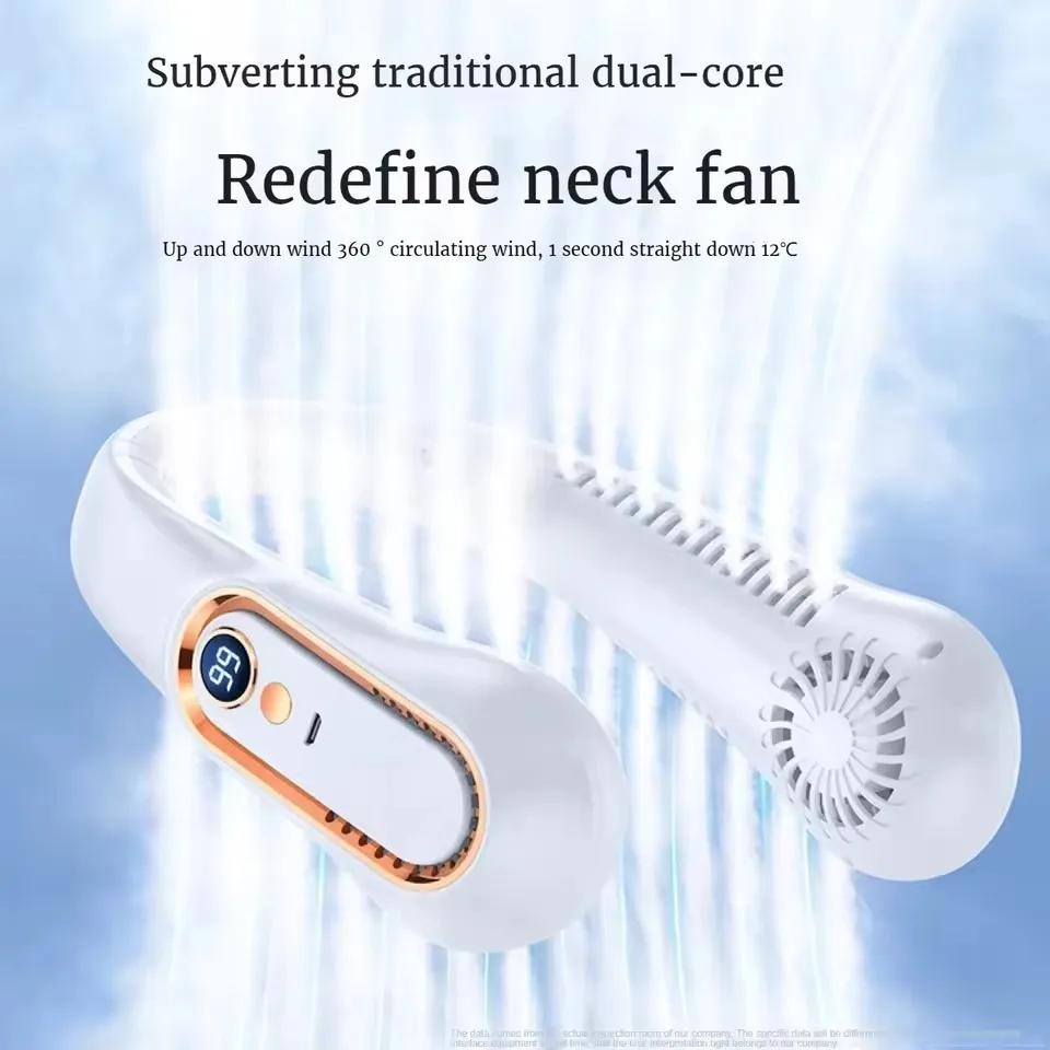 TINSOL New ceiling fan USB rechargeable portable small fan students office sports digital display ceiling fan hanging neck fan image 3