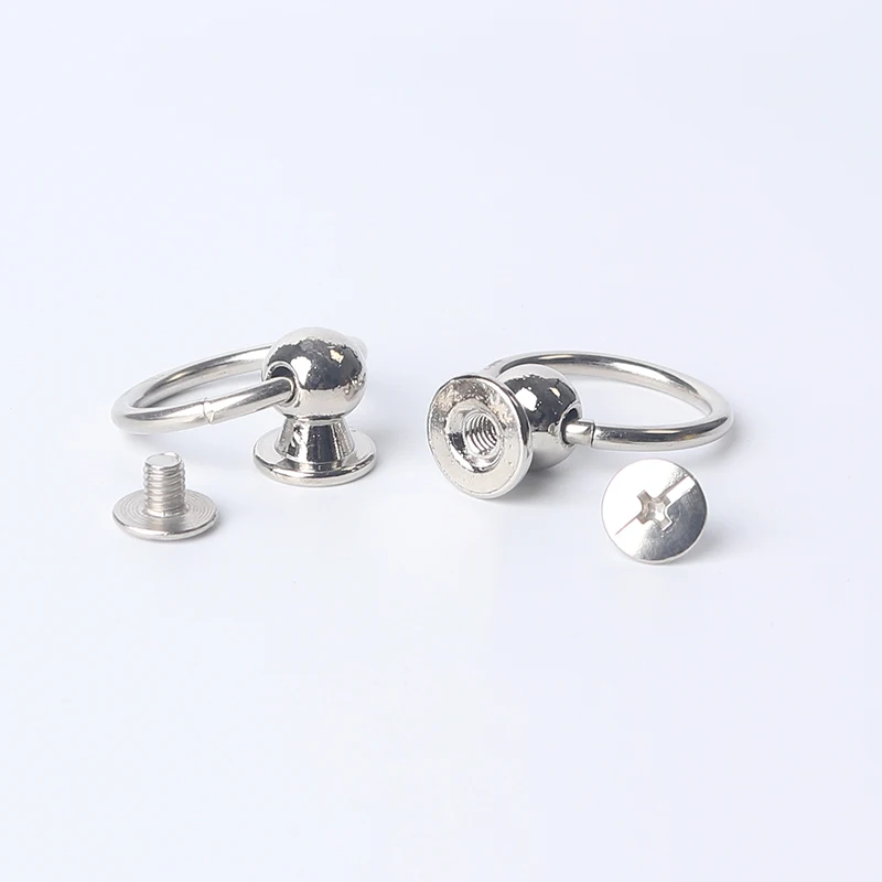 10 Sets 10mm Zinklegierung Kugelnieten mit O-Ring-Zuglasche für Handtaschen, Leder-Umhängetaschen, DIY-Bastelarbeiten – Detail 3
