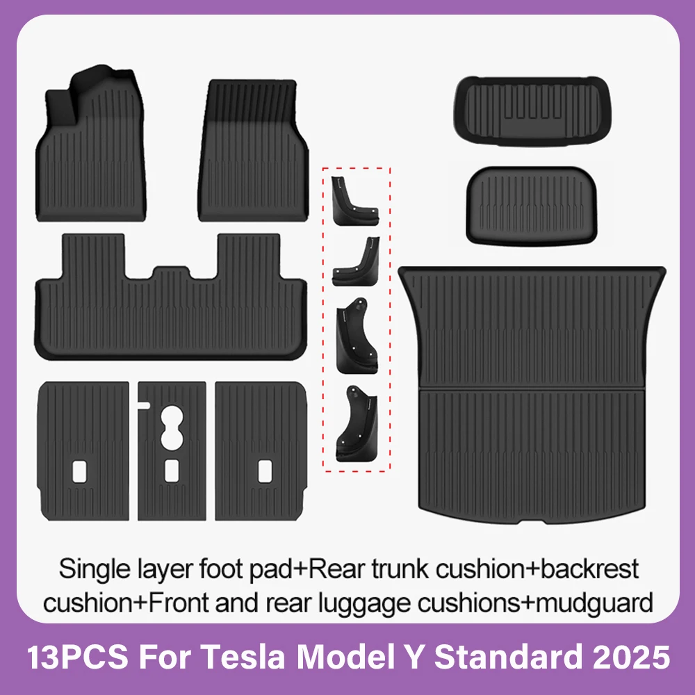 TPE Auto-Fußmatten für Neuen Tesla Model Y Standard 2025+ Wasserdichte Kofferraumauskleidung Rutschfeste Kofferraummatten Fußpolster Gepäckmatte ModelY