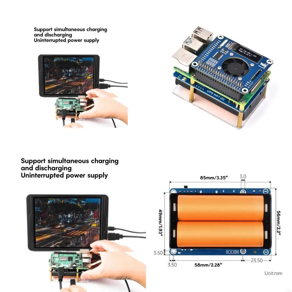 

C90F Reliable Power Source Uninterruptible UPS HAT for Raspberry 3/3B+/4B Board Power Management Boards （Without Battery）