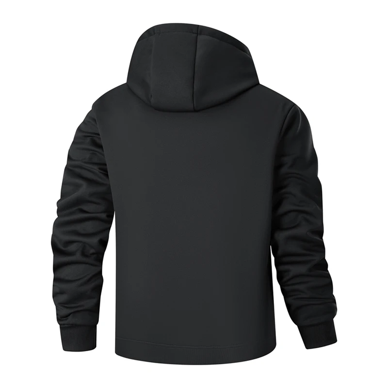 الشتاء الرجال سستة سترة عارضة الرياضة طويلة الأكمام بلوزات مقنعين معطف دافئ يندبروف هوديس سترة الوزن الثقيل #2