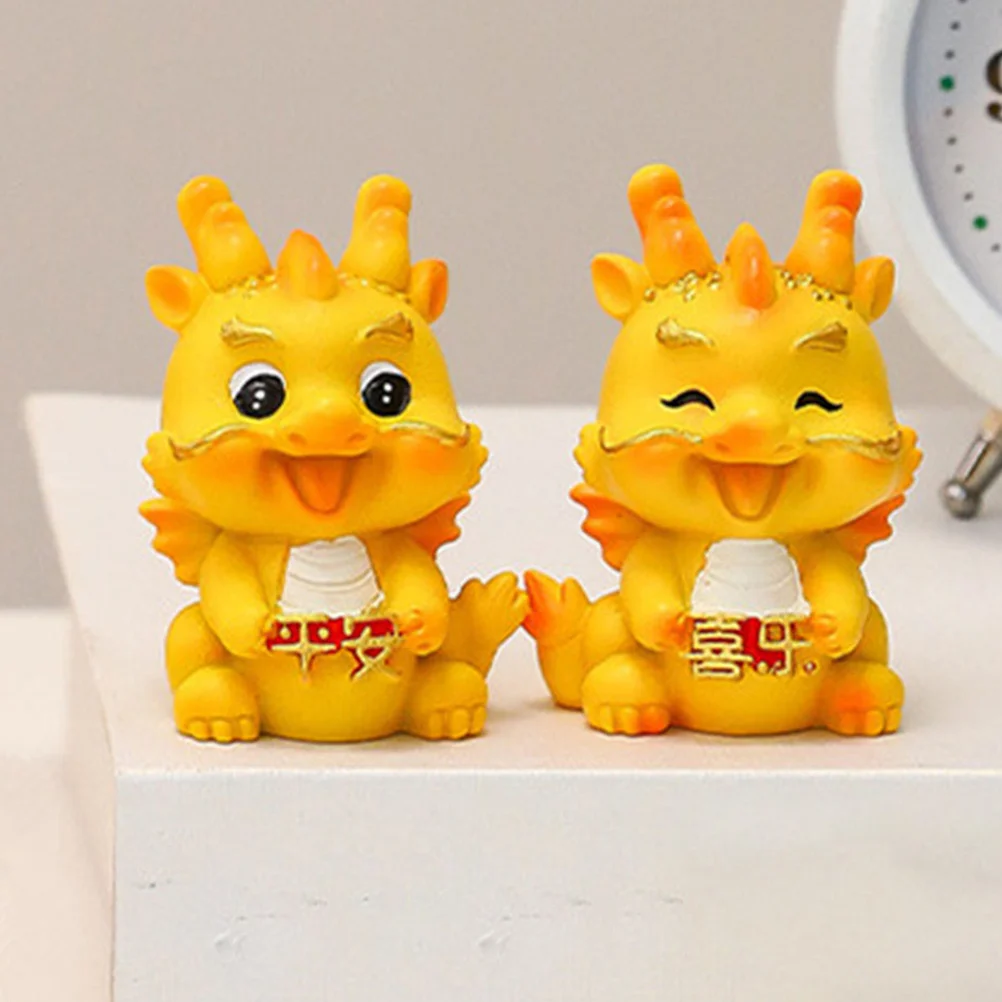 5 statuette di drago in miniatura in resina, decorazioni zodiacali a forma di drago per scrivania, giardino, prato, cortile, balcone.