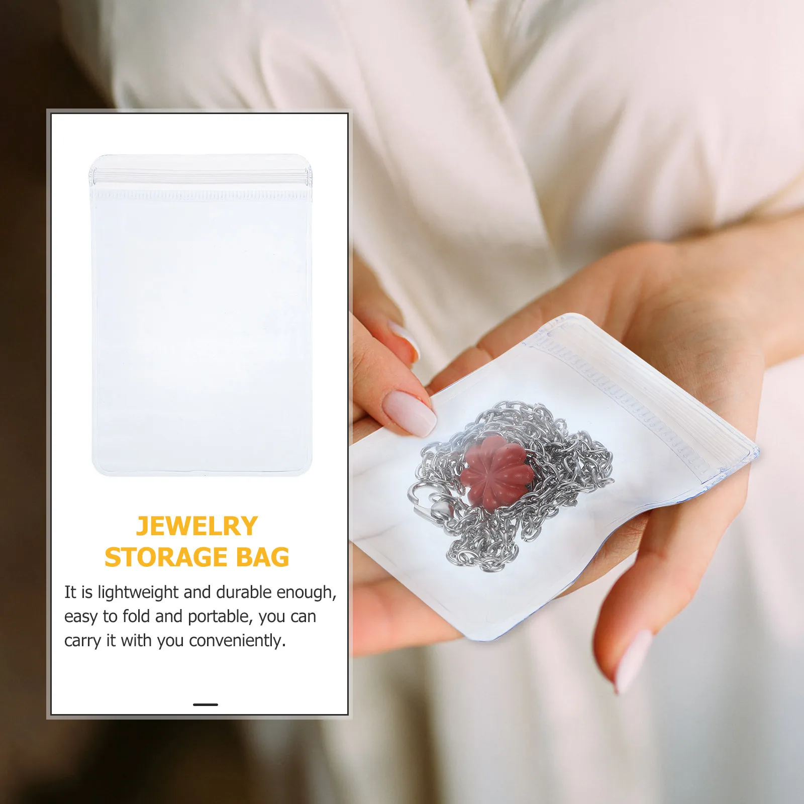 

200 шт. утолщенных пластиковых пакетов на молнии для хранения украшений, легкие портативные мешочки для ожерелий, серег, колец, жемчуга, фотографий