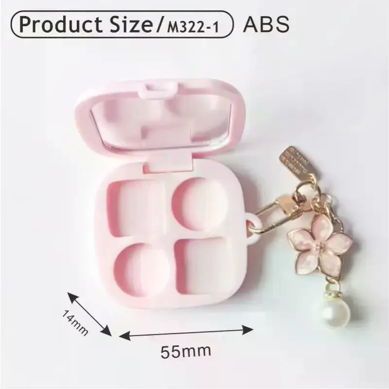 Leeres Licht, 4 Fächer, rechteckig, Lidschatten, Lippenstift, Concealer, Pulverbox, Kosmetikverpackung für DIY-Lidschattenkosmetik mit Loch