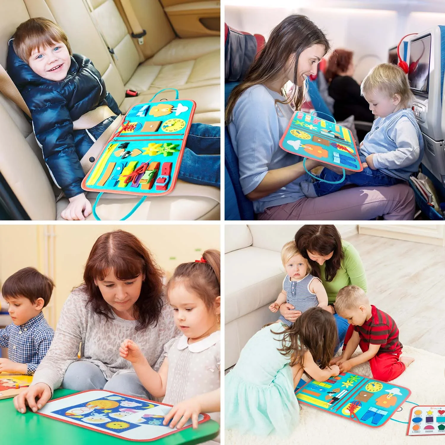 Tablero ocupado, juguete Montessori para niños, herramientas educativas de aprendizaje sensorial preescolar, maleta con cordones, actividades de viaje para niños, habilidades