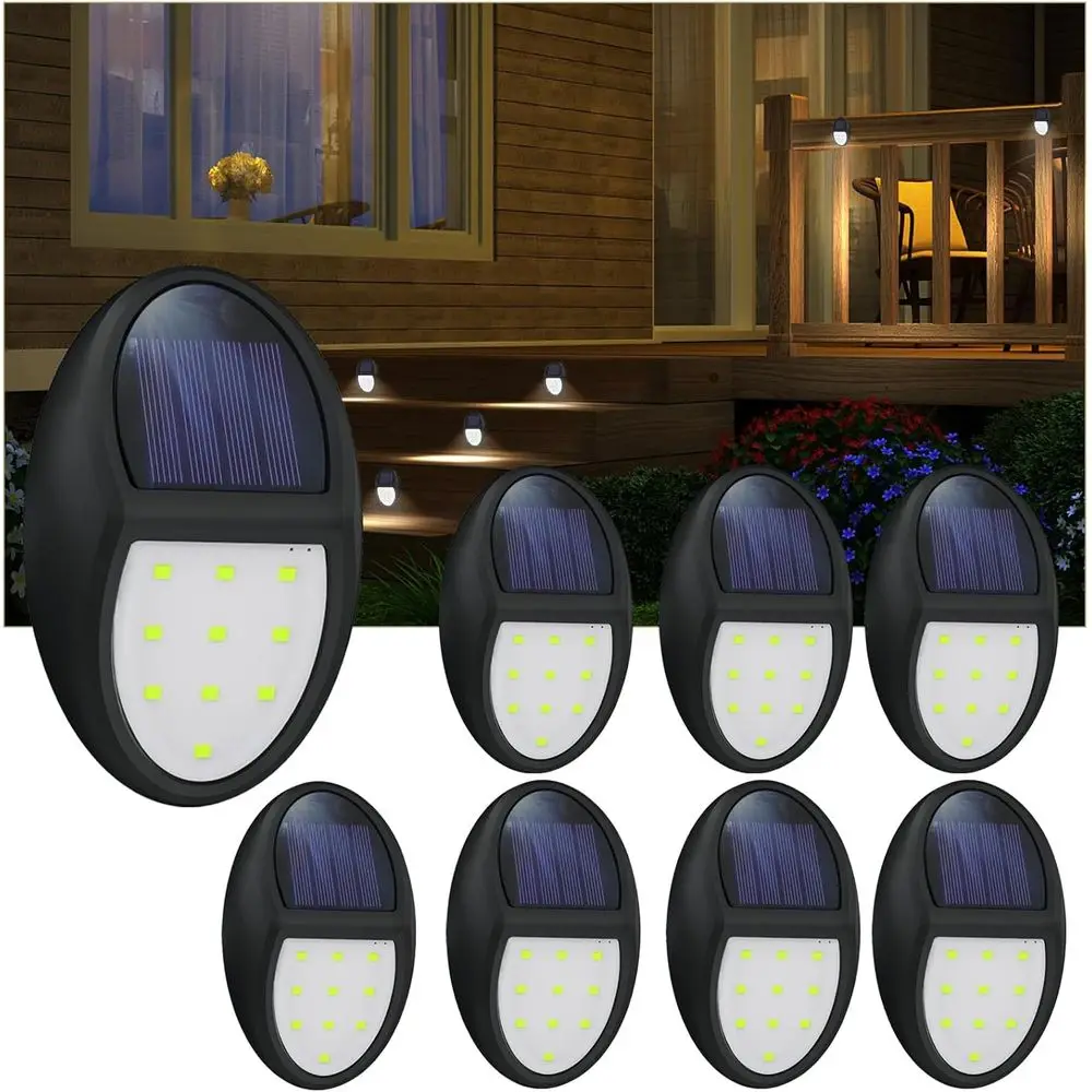 

8 Pack Outdoor ence r Lights, IP68 Waterproo r Step Lamps, or Porch Deck Yard Garage Garden - White Light