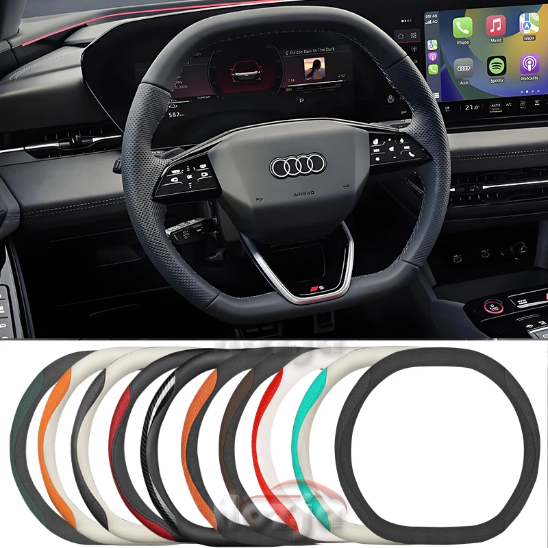 Leather Car Steering Wheel Cover for Audi Q6 Q4 S SQ6 RS S6 Q6L e-tron GT A6 A3 SQ5 S5 RS Q5 A5 S3 2025