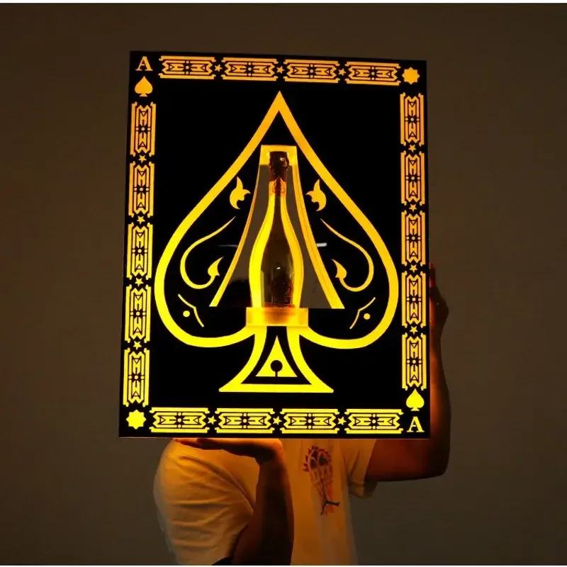 

Ace of Spade square LED bottle presenter glorifier Poker card plaque Sign VIP service champagne bar holder