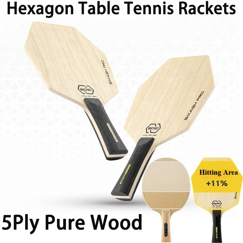 

Hexagon Table Tennis Rackets 5 Layer Pure Wood Ayous Bottom Plate Ping Pong Paddle Blade Limba FL Table Tennis Paddle