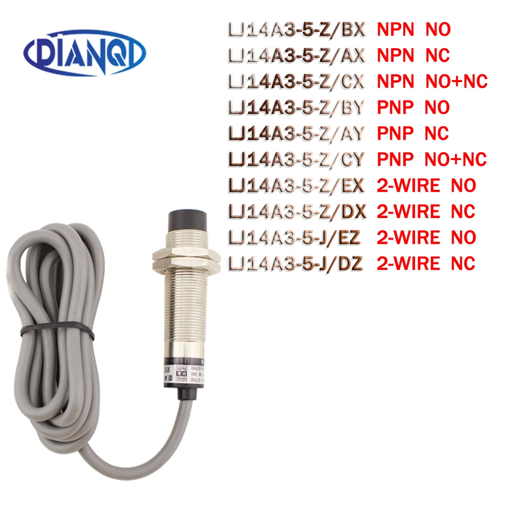 LJ14A3-5-Z/BX LJ14A3-5-Z/AX/CX/BY/AY/CY/EX/DX NPN PNP NO NC جديد جهاز استشعار مقاربة استقرائية كشف التبديل التيار المتناوب LJ14A3-5-J/EZ/DZ